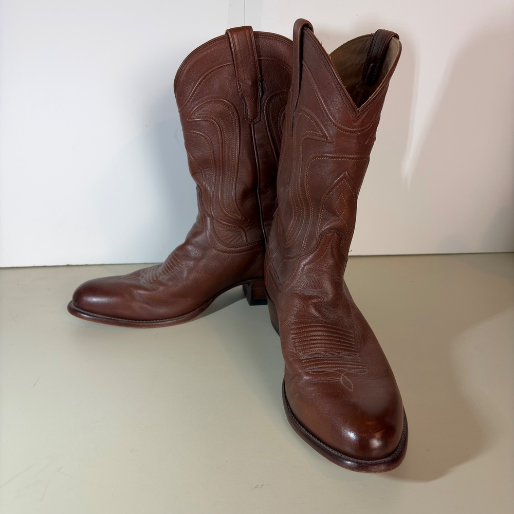 Tecovas Cartwright Bourbon Calfskin Cowboy Boot Mens 12D Round Toe Brown Leather